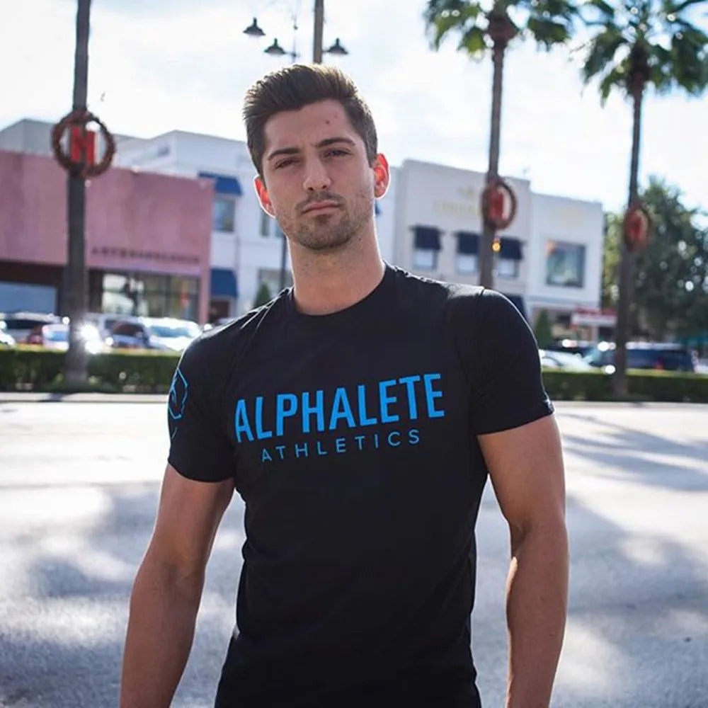 New Cotton Casual Print T-shirt Men Short Sleeve Skinny Tees Shirt Male Gym Fitness Tops Summer Sport Training Crossfit Clothing