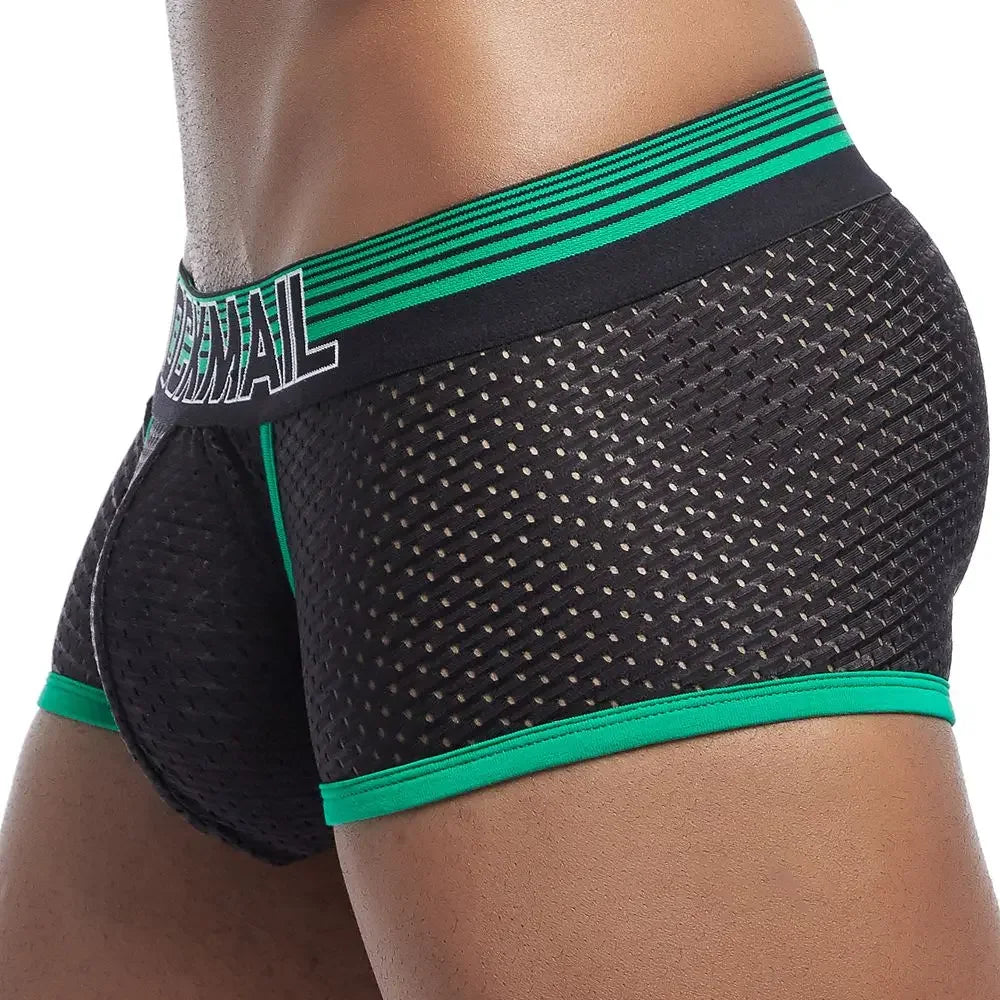 JOCKMAIL Mens Boxer Sexy Underwear Soft Underpants Male Panties 3D Pouch Boxer Shorts Pants Short Mesh Breathable Quick Drying