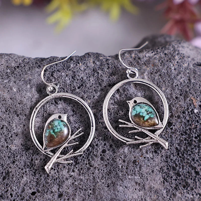 New Vintage Branch Bird Earrings Exquisite and Cute Women's Earrings