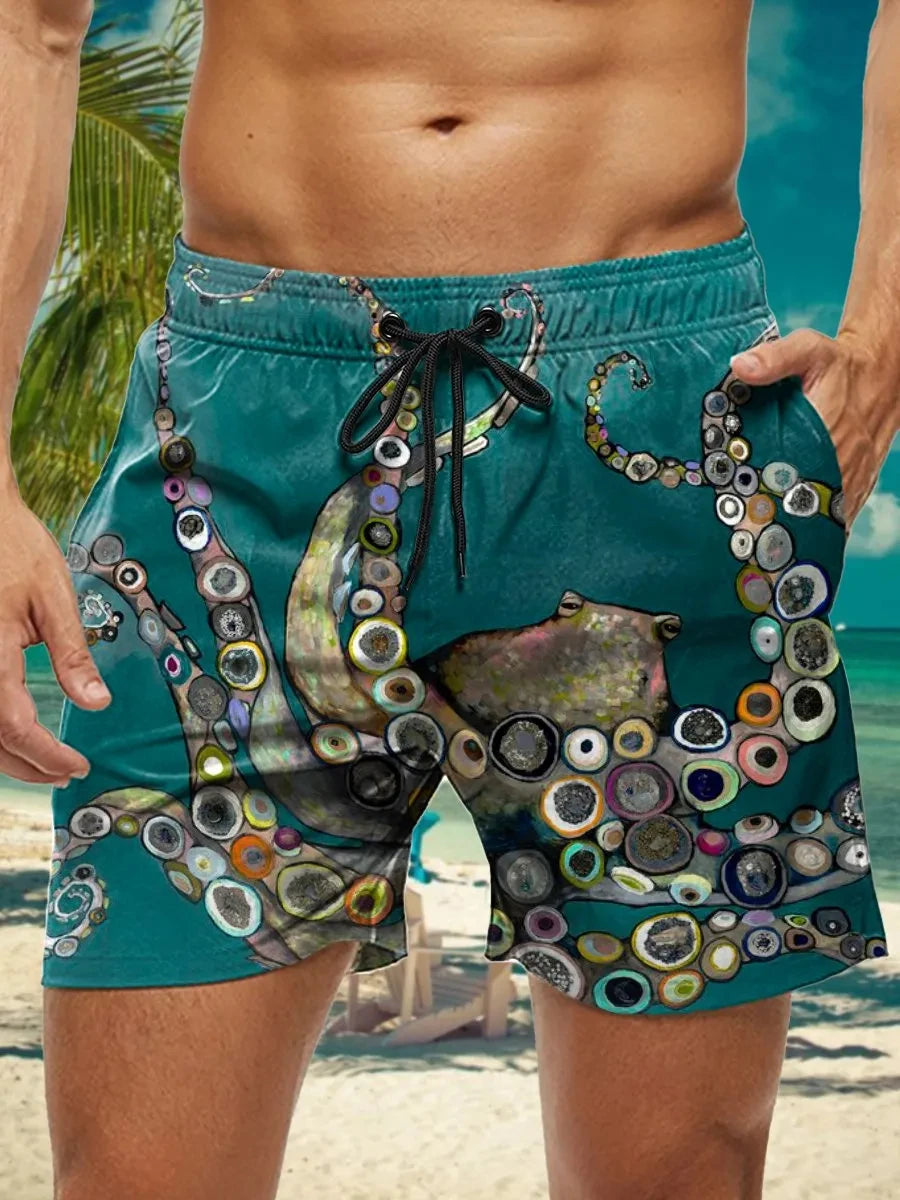 Men's Hawaiian Swim Trunks 3D Floral Print Beach Shorts Quick Dry Outdoor Leisure Sports Shorts Swimwear Fashion Men's Shorts
