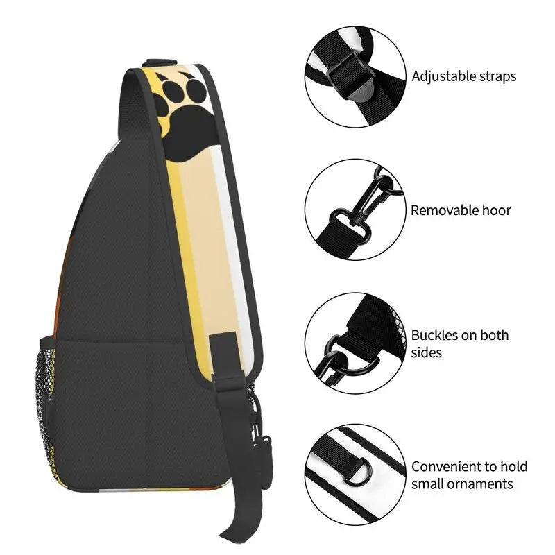 Customized Animal Bear Paw Sling Bag Men Fashion Shoulder Crossbody Chest Backpack Traveling Daypack