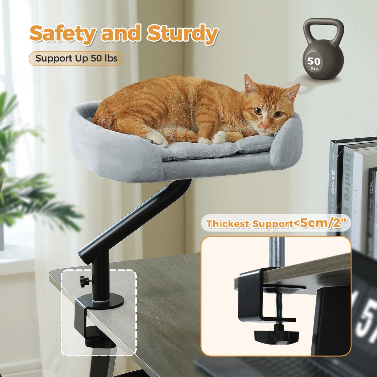 Cat Desk Bed, 360° Rotatable Cat Bed Stand
