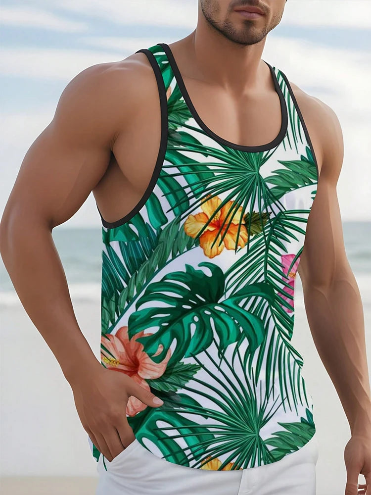 Summer Daily Men's Casualtank Top Outdoor Beach Men's Fashion Tank Top Hawaiian Men's Fashion 3D Coconut Print Sleeveless Top