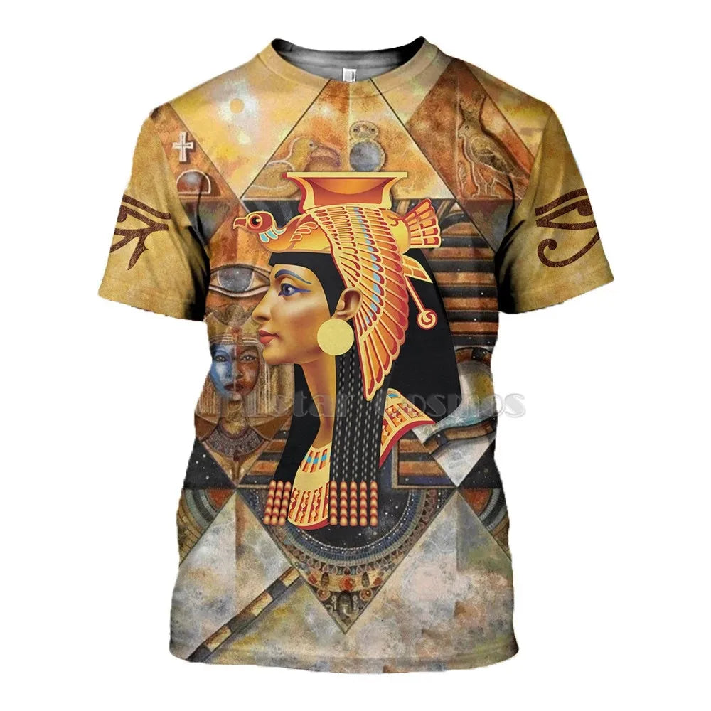 Men's Egyptian Totem 3D Printed T Shirt Summer Funny Retro Mystery Ancient Horus Harajuku Short Sleeve Streetwear