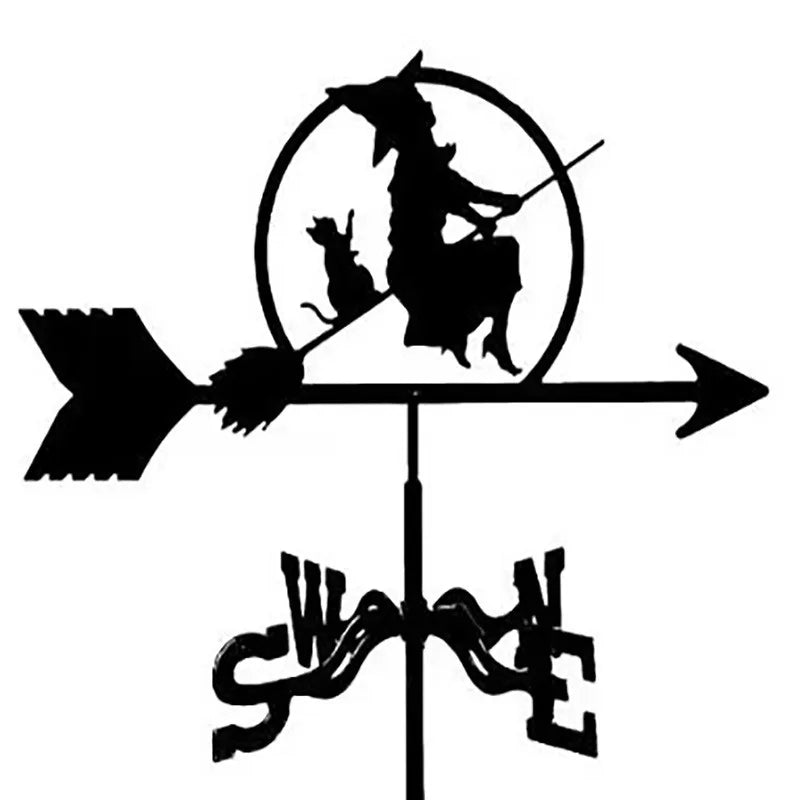 Metal Weathervane,Witch Iron Weather Vane,Sea Rover Wind Direction Indicator Garden Decoration Outdoor Roof Decoration Gardening