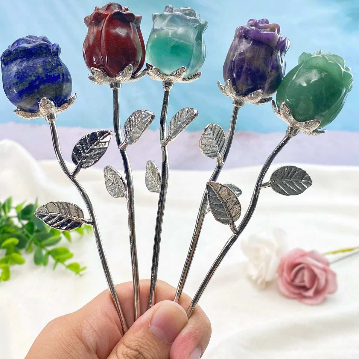 1PC Crystal Carved Rose Flower,Excellent Gifts,Ideal for Valentine's Day,Mother's Day,Graduation Gift,Home Decor Accent