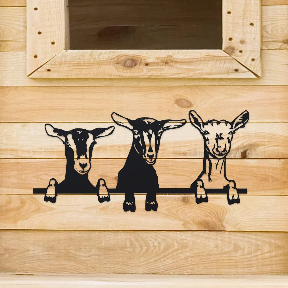 1Pc Indoor/Outdoor Iron Chic Goat Metal Wall Art for Living Room, Home & Garden, for Spring