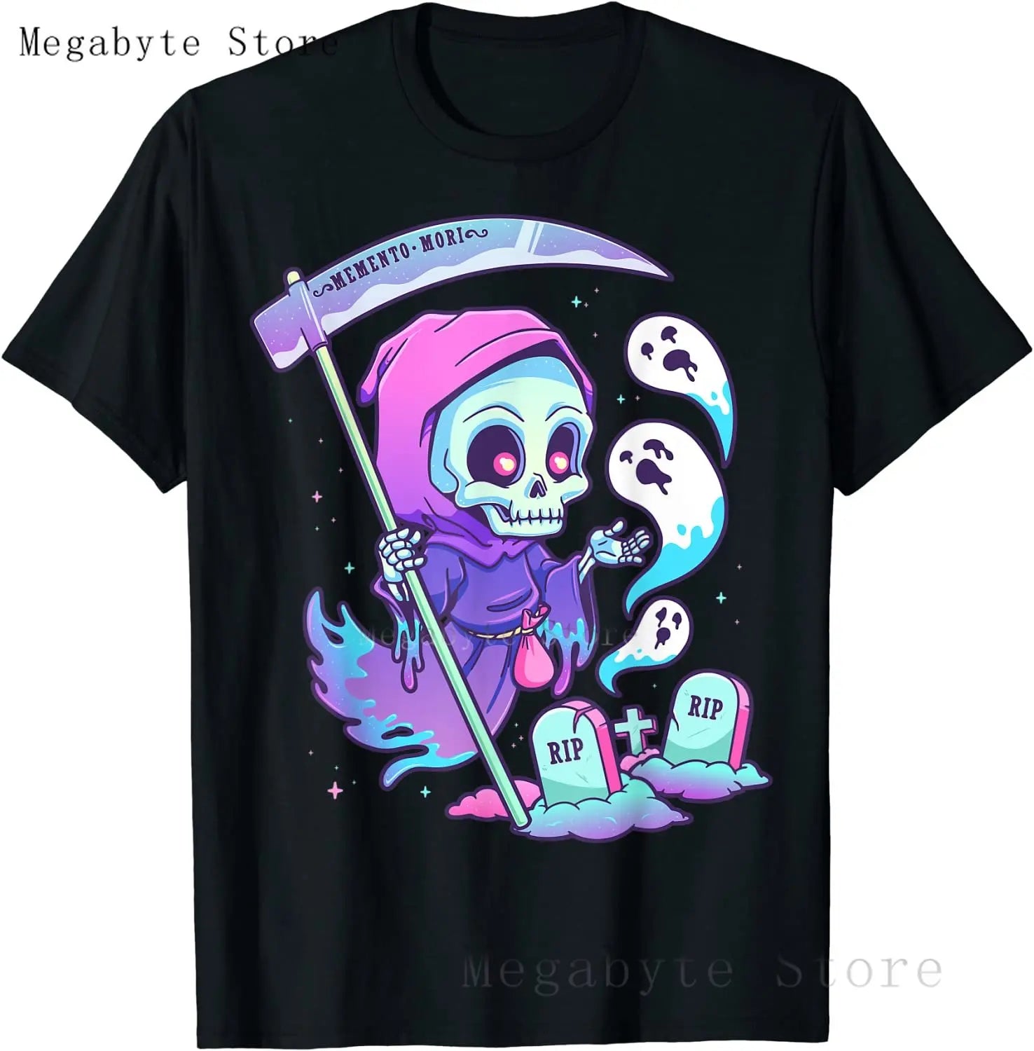 Skull and Crow Goat Retro Aesthetic Pastel Goth Art T-Shirt Women Kawaii Anime Clothes Hombre Camisetas Tops Vintage Men T Shirt