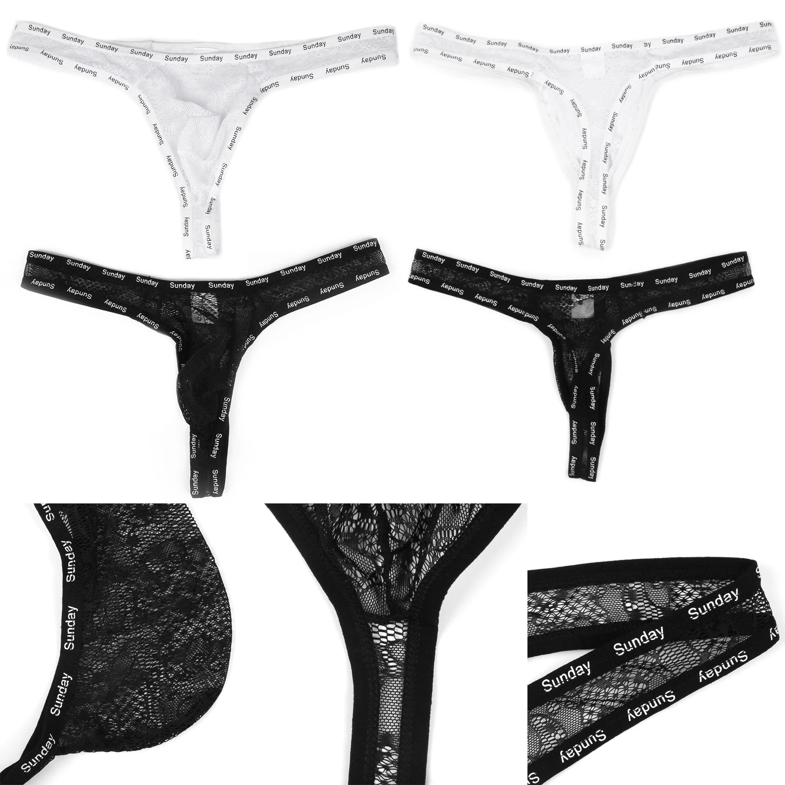 Men's Hot Thong Low Rise Cutout Stretch T Back Lace Jockstrap See-Through Transparent G String Anal Panties 18 Adult Clothing