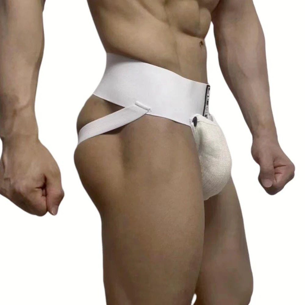 Men's Underwear Men Sexy Briefs Jockstrap Removable Penis Pouch Cotton Panties Thongs Mesh Underpants Gay Slip Homme Srting
