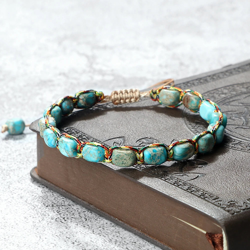 Bohemian Imperial Stone Beaded Bracelet Handmade Braided String Bangles Friendship Jewelry Gift Vintage Design Strand Bracelets
