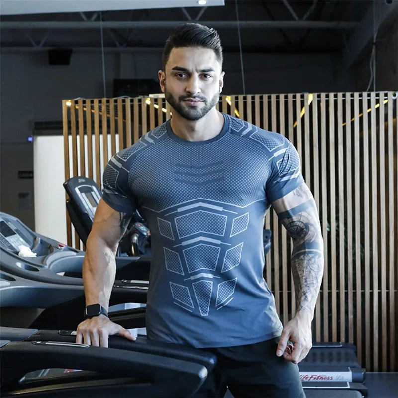 2023 New gym shirt Men Compression T-shirt men Shirts Skinny Tee Shirt Male Gyms Running T-shirt Fitness Sports men's t-shirts