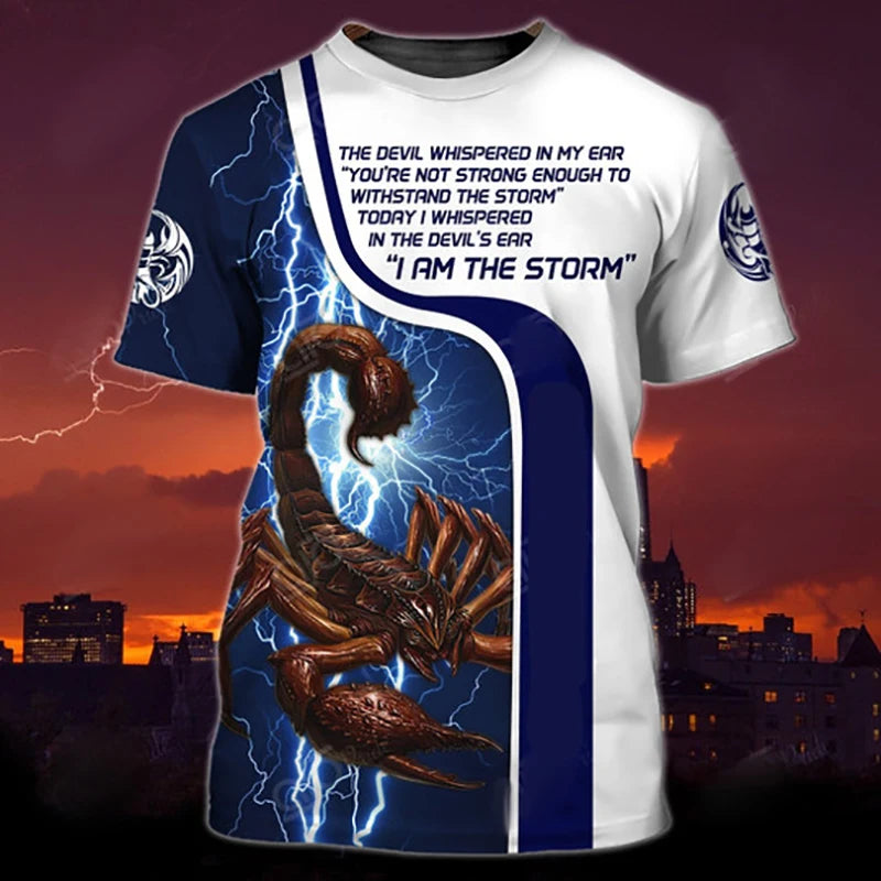 Animal Men's T Shirt Summer Short Sleeve Scorpion 3D Print Funny T-Shirts Fashion Casual Male Sportshirt Oversized Mens Clothing
