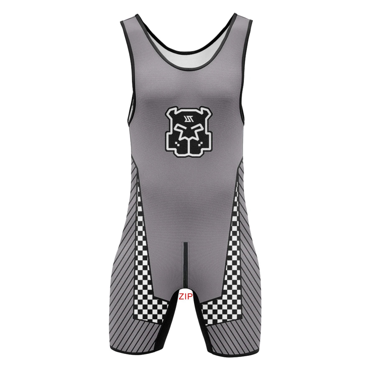 Men’s Zip-Front & Back Wrestling Singlet – Sleeveless Compression Bodysuit | Breathable Stretch Fit | Powerlifting, Gym & Performance One-Piece