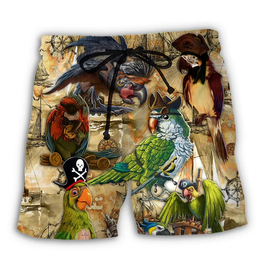New men's summer shorts loose and luxurious shorts 3D printed casual parrot bird print original stay shorts Hawaii beach shorts