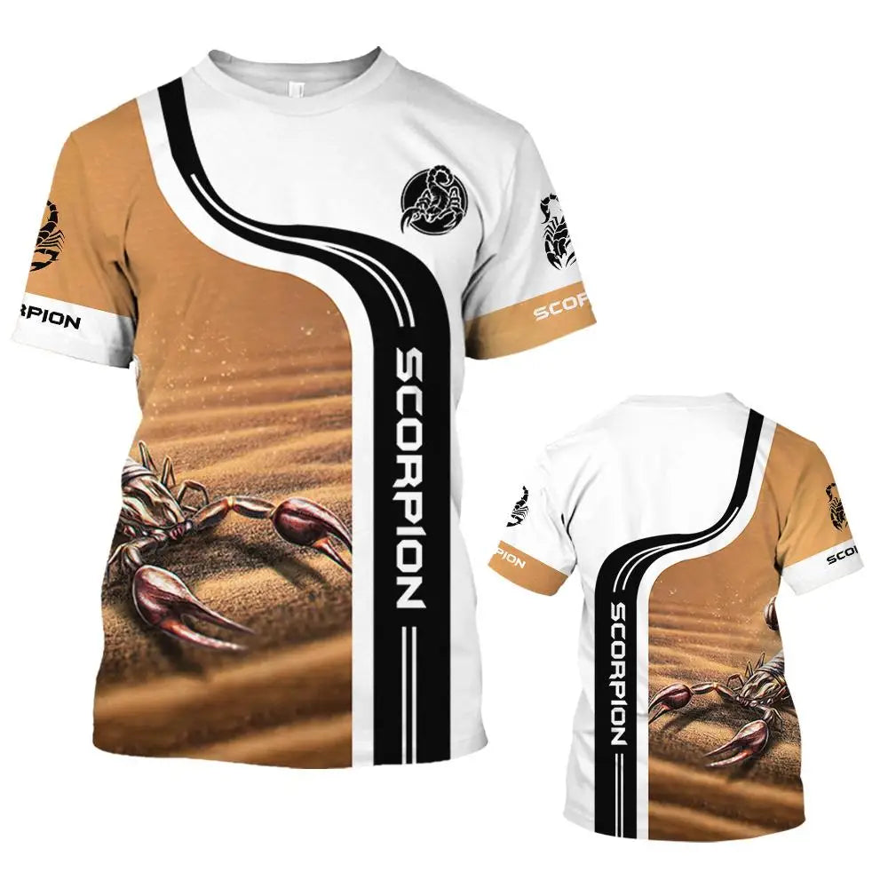 Animal Men's T Shirt Summer Short Sleeve Scorpion 3D Print Funny T-Shirts Fashion Casual Male Sportshirt Oversized Mens Clothing
