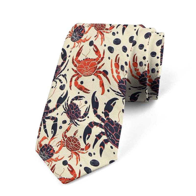 Fun and novel lobster and crab picture design tie fashion animal print men's tie wedding party Halloween shirt accessories