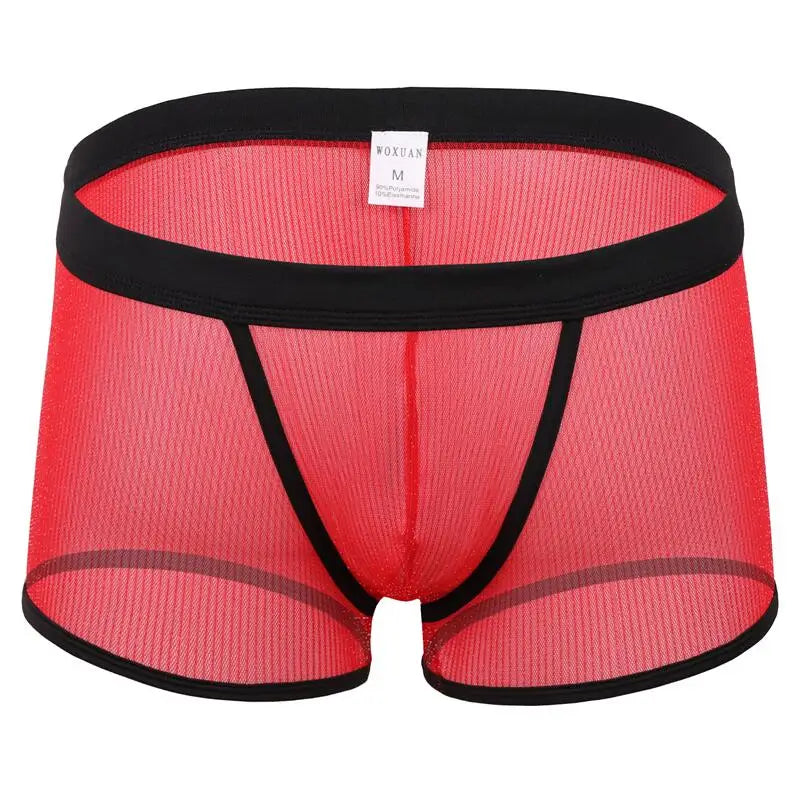 Men's Underwear Boxers Sexy Mesh Transparent Boxer Shorts Low Waist Breathable Panties Boxer for Man