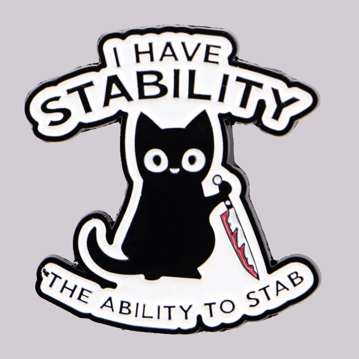 Funny Black Cat Enamel Pin Cartoon Knife Brooch Pines Lapel Pins Badge on Backpack Clothing Accessories Halloween Jewelry Gift