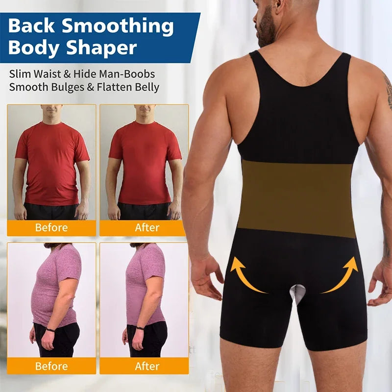 Sleeveless Bodysuit Men Full Body Shaper Compression Undershirt New Shapewear Tummy Control Faja Para Hombres Slimming Vest