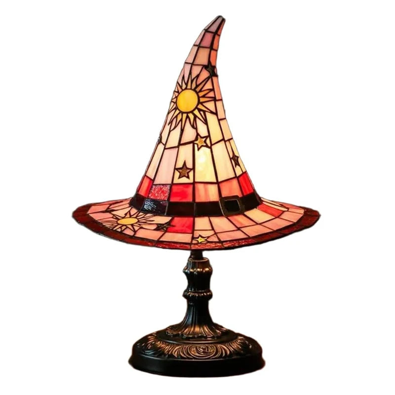 Premium Witch Hat Stained Glass Lamp – Magical Glow for Your Home