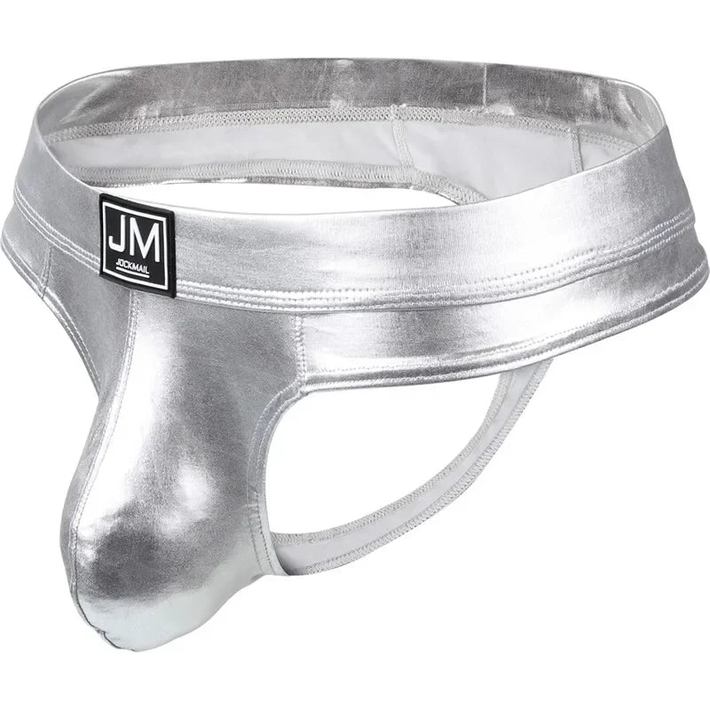 Faux Leather Jockstrap Men Sexy Gay Underwear Penis Pouch Sissy Thong Lingerie Men Bikini Beifs Panochas Cueca Tanga Slip