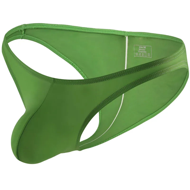 Green Wrinkle Large Size Briefs High Elastic Ice Silk Man Underwear
