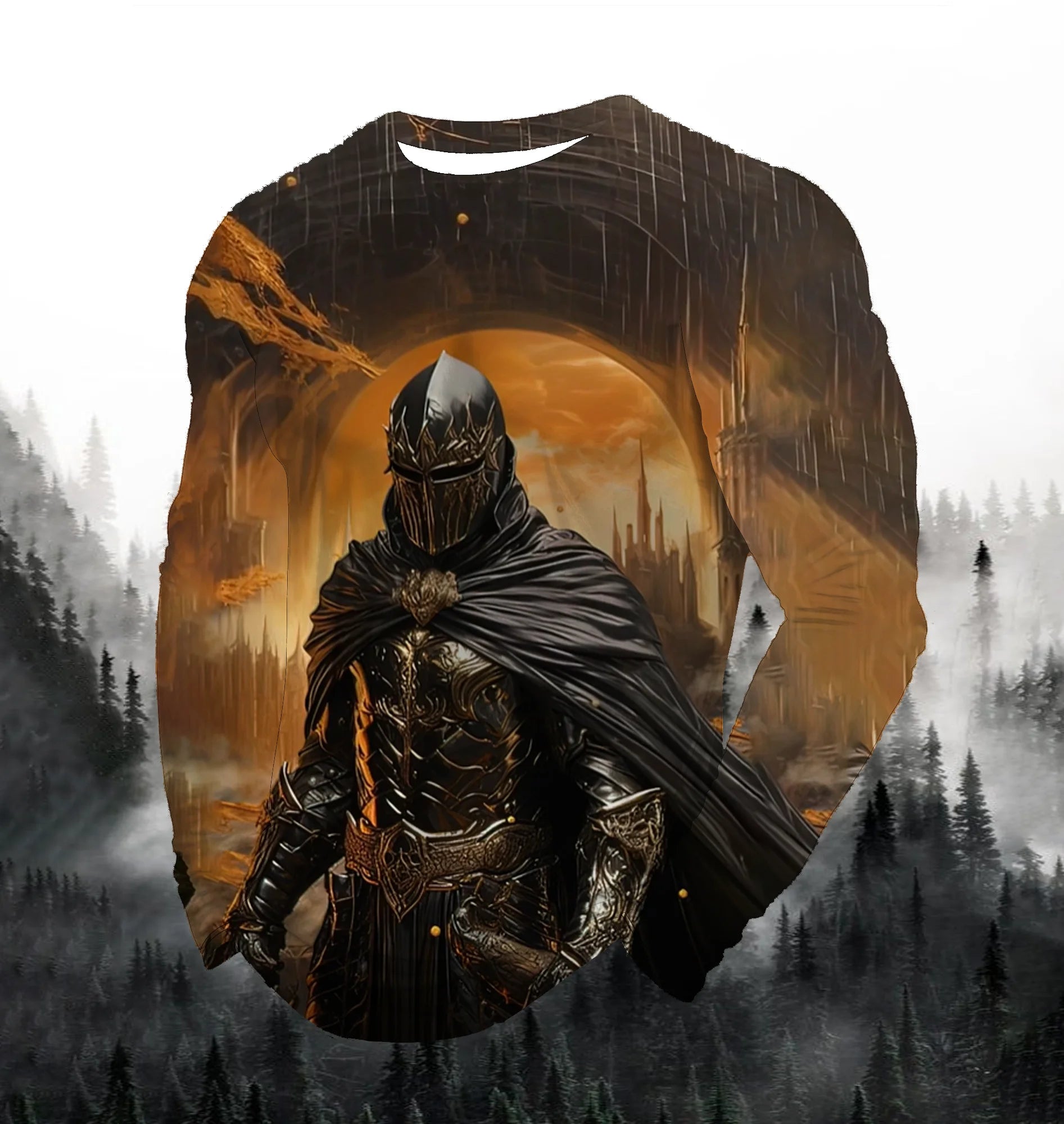 2024 Men's Fashion Printed Round Neck Long Sleeve Autumn Sports Leisure Pullover Men's 3D Japanese Samurai Printed Loose Tops
