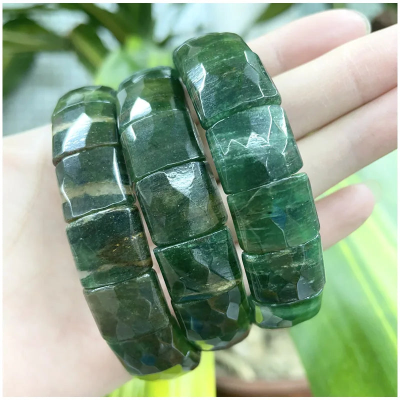 2024 New Natural Stone Lapis Lazuli Amazon Tiger Eye Agate Morgan Faced Square Elastic Bracelet for Men and Women Charm Jewelry