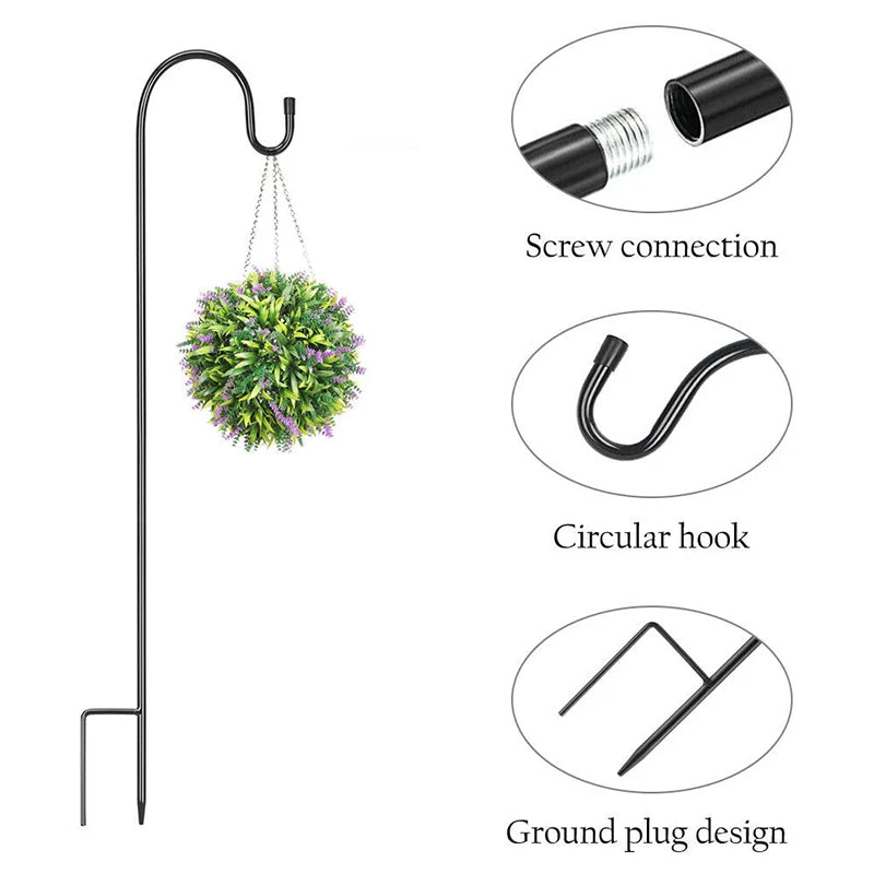 Shepherd Hooks Iron Craft Hooks Garden Decorative Patio Lightshook Outdoor Rustproof Floor Pole Curved Iron Hooks