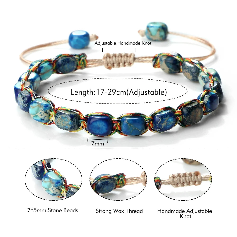 Bohemian Imperial Stone Beaded Bracelet Handmade Braided String Bangles Friendship Jewelry Gift Vintage Design Strand Bracelets