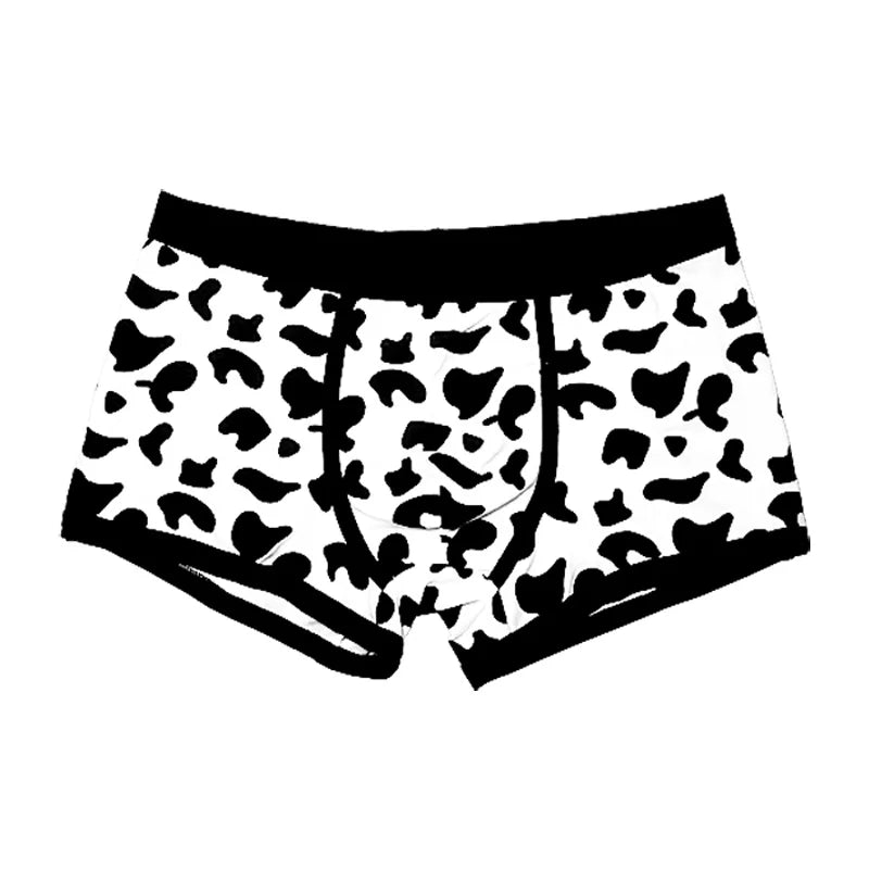 Men Sports Boxers Underwear Underpants Sport Black L XL XXL Cartoon Cow Printing Ventilate Fashion Fitness Casual Comfortable