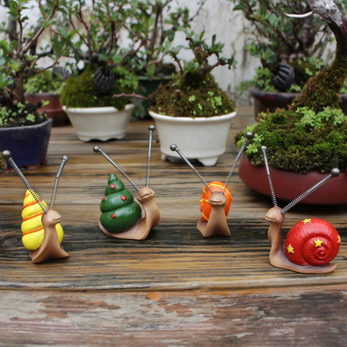 4pcs, Mini Snail Sculpture Bonsai Decorations,Garden Home Decoration Resin Crafts, Outside Decor, Outdoor Decor,Yard Art Ornamen
