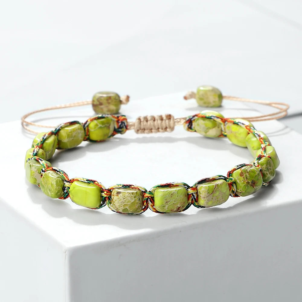 Bohemian Imperial Stone Beaded Bracelet Handmade Braided String Bangles Friendship Jewelry Gift Vintage Design Strand Bracelets