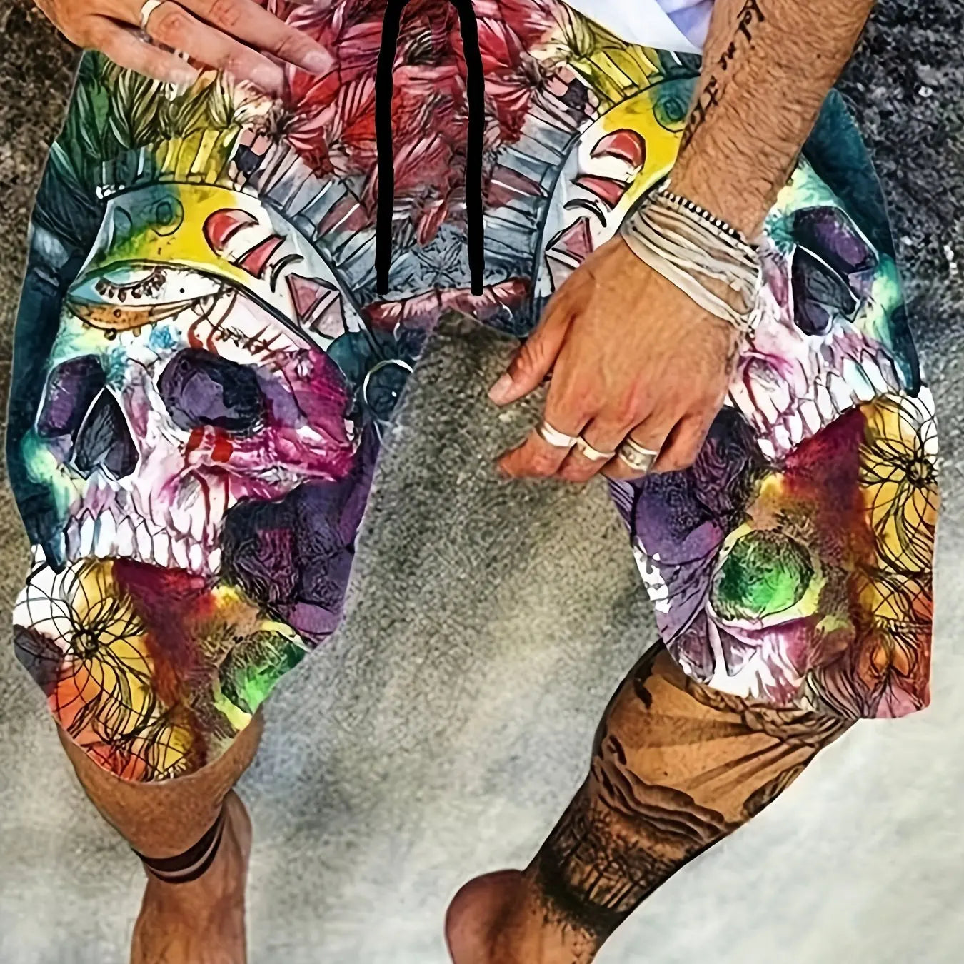 New 3D printed skull print men's sports leisure holiday travel personalized hip-hop cool shorts summer beach shorts S-5XL