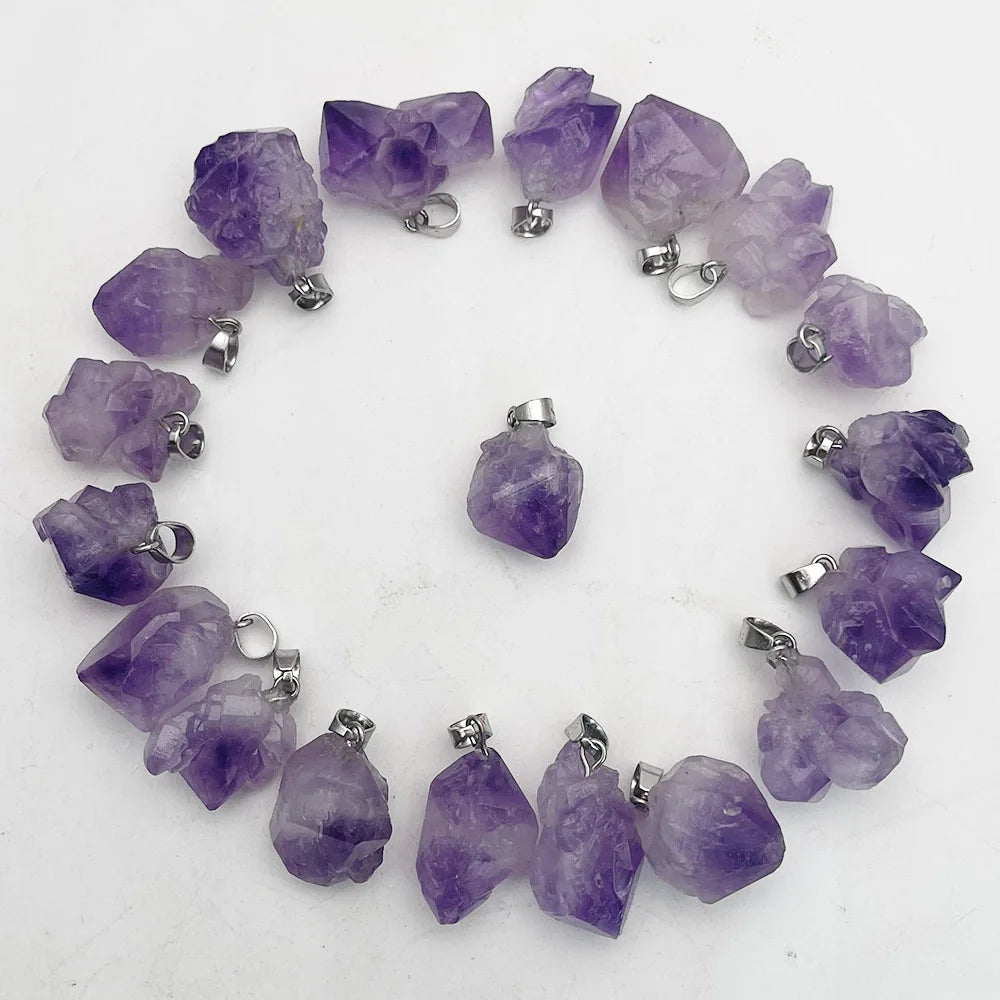 fashion hot Good quality Natural amethysts stone Irregular Necklace pendants for jewelry making new 50pc wholesale new diy gift