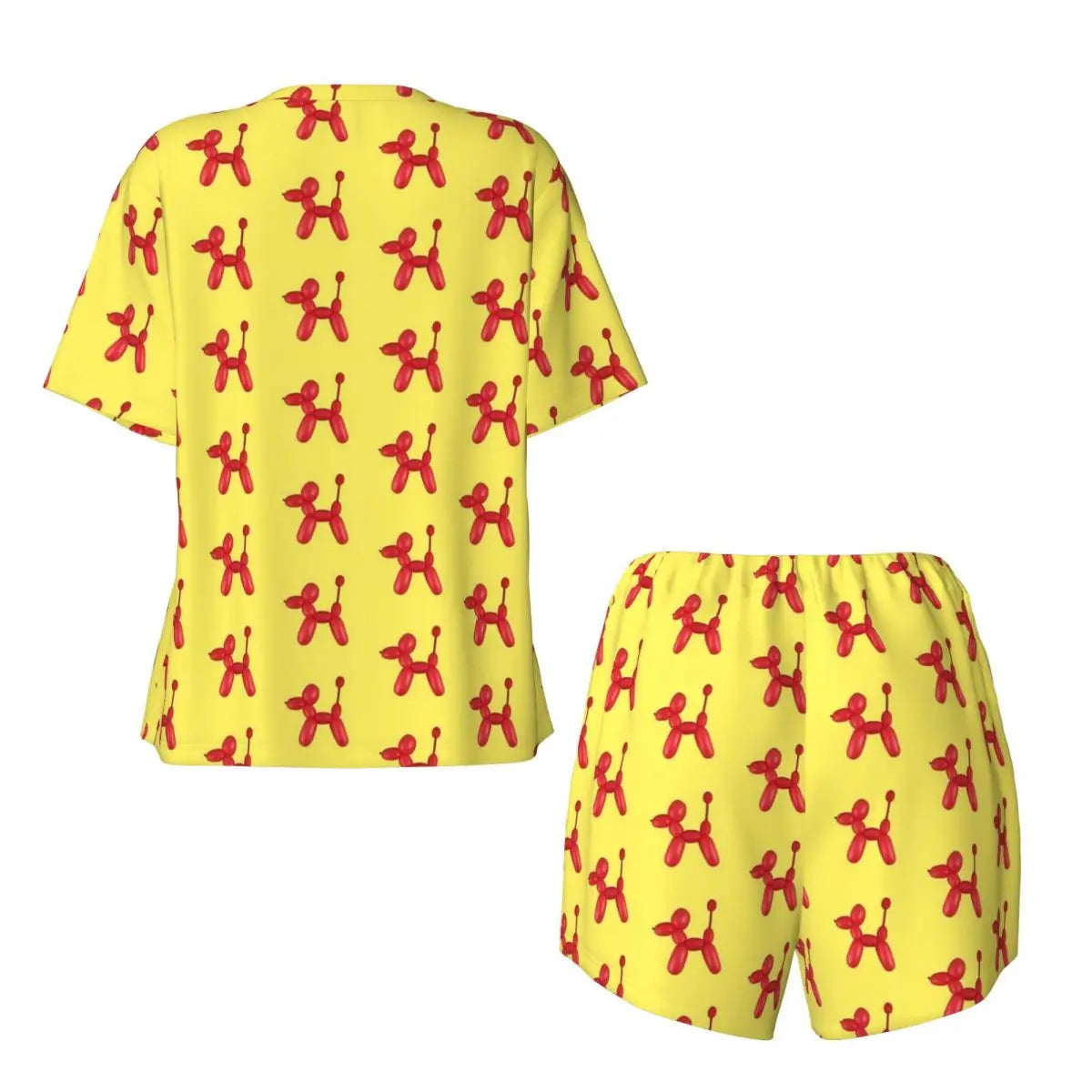Red Balloon Dog Pajamas Short Sleeves Cartoon Animal 2 Pieces Room Pajama Sets Summer Women O Neck Lovely Nightwear