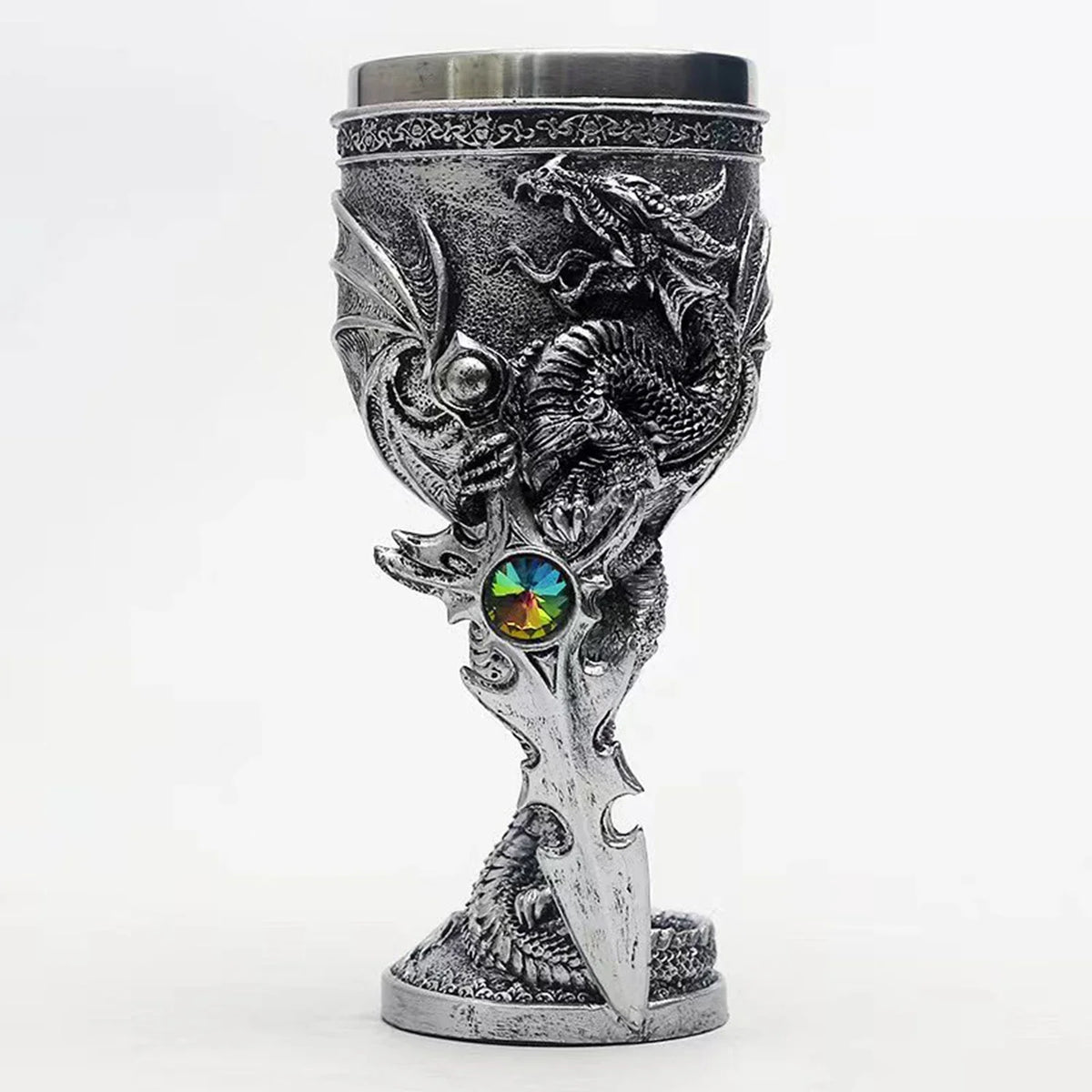Medieval Dragon Sword Beer Mug Goblet Resin Stainless Steel Wine Glass Cocktail Glass Personalized Gift Bar Decoration Ornaments