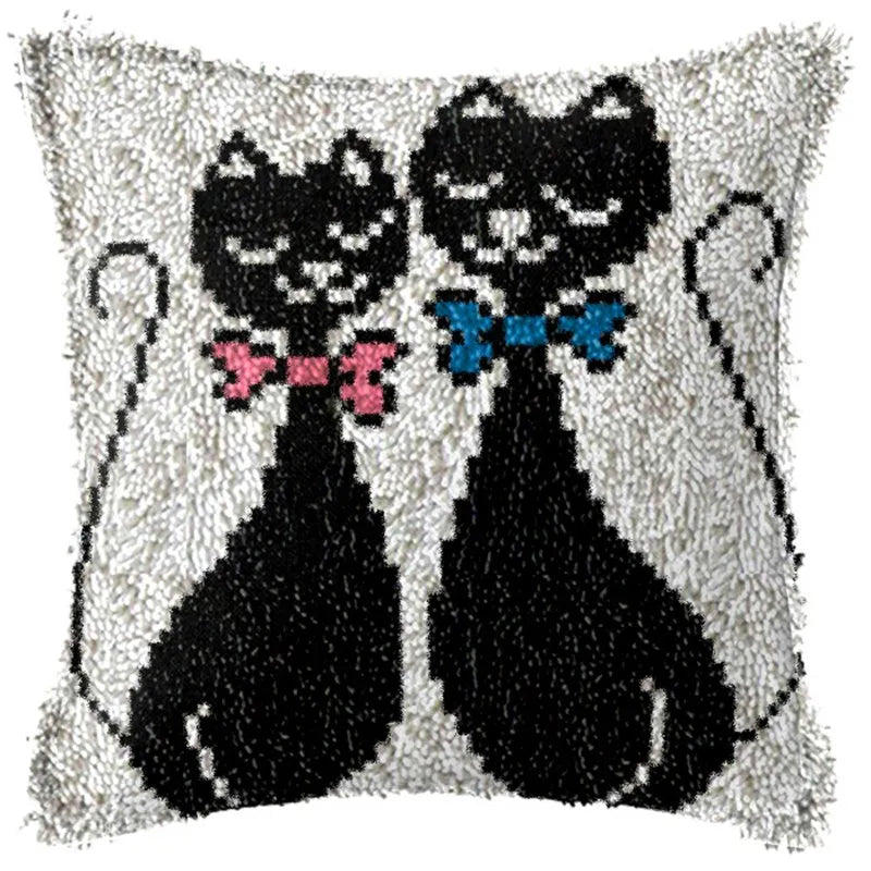 Cats Latch Hook Kits Pillow Cover