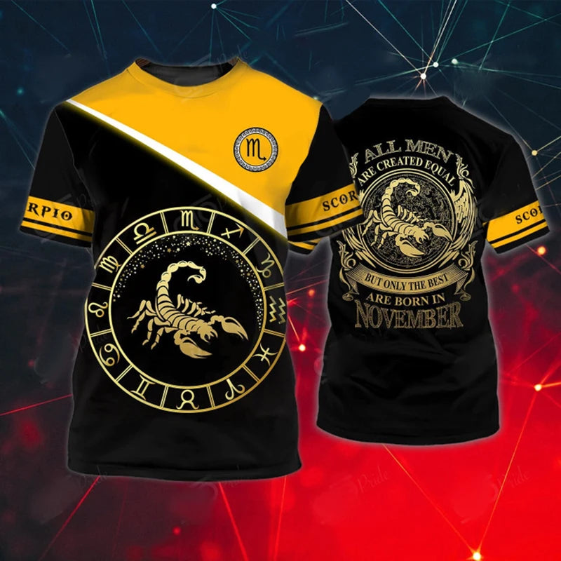Animal Men's T Shirt Summer Short Sleeve Scorpion 3D Print Funny T-Shirts Fashion Casual Male Sportshirt Oversized Mens Clothing