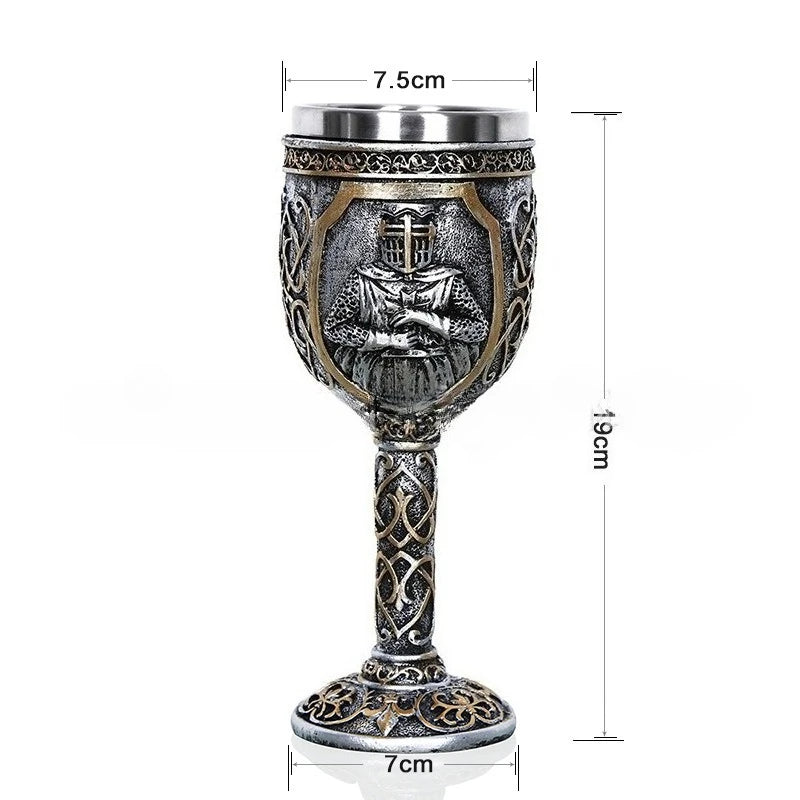 High-footed Cup Gift Resin Skull Cup, Creative 3D Stereoscopic Wolf Head Stainless Steel Decorative Cup