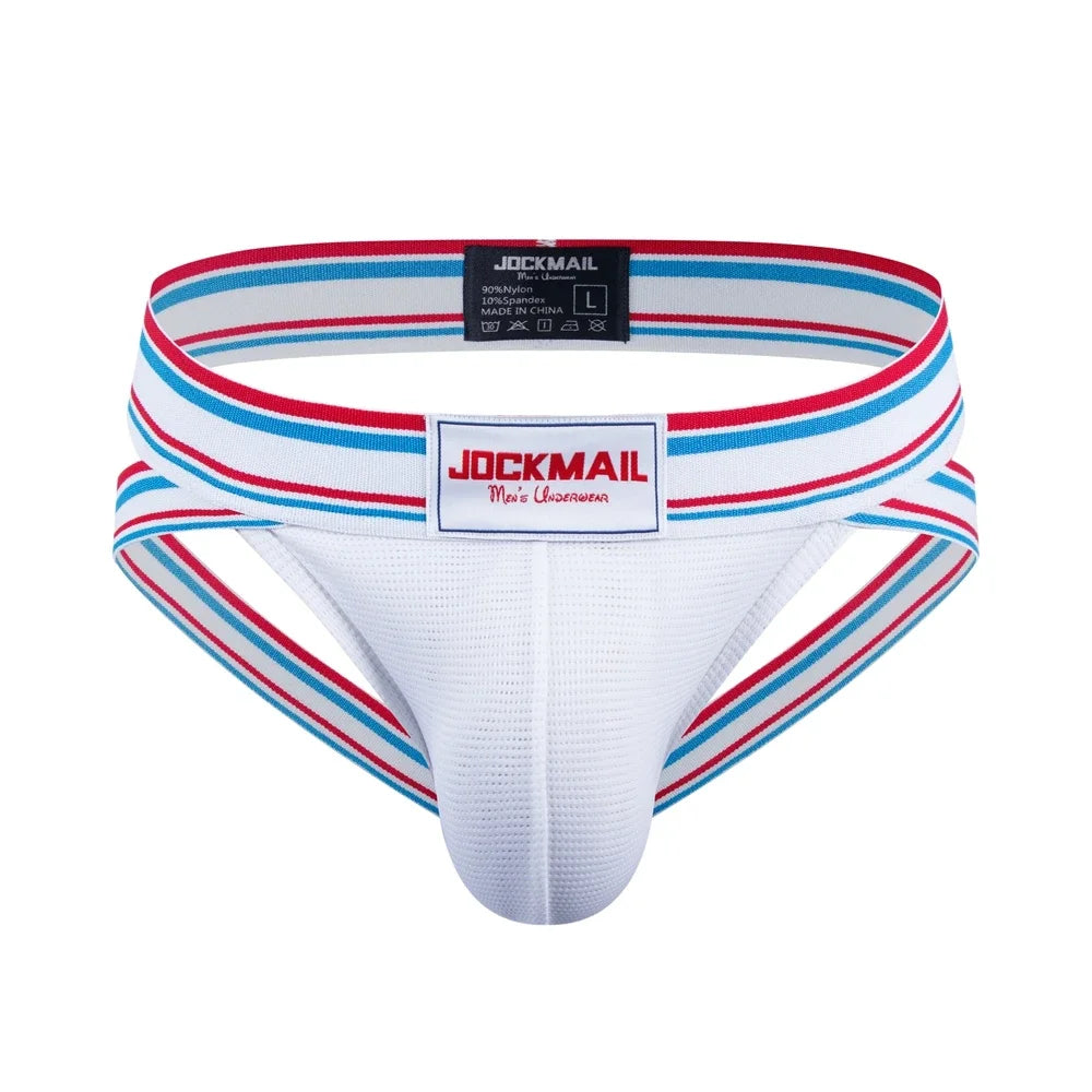 JOCKMAIL Men Jockstrap Thong Mens Bikini Briefs Sexy Gay Underwear Nylon Mesh Hip Lift Mesh Quick Dry Sports Wear Panties