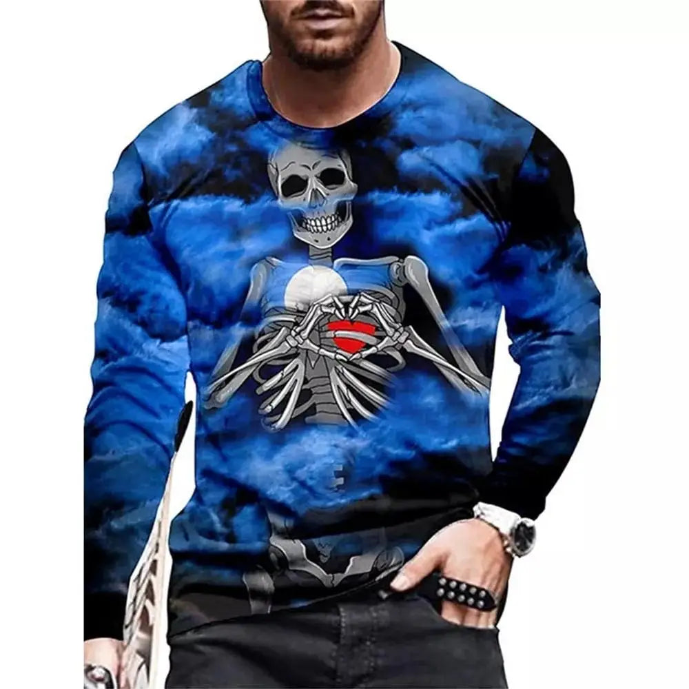 Long Sleeve Lion Abstract Pattern Mens Street T Shirt Spring Autumn 3d Animal Print Fashion T Shirt Street Loose Mens Casual Top
