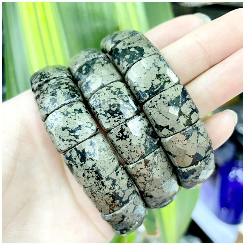 2024 New Natural Stone Lapis Lazuli Amazon Tiger Eye Agate Morgan Faced Square Elastic Bracelet for Men and Women Charm Jewelry