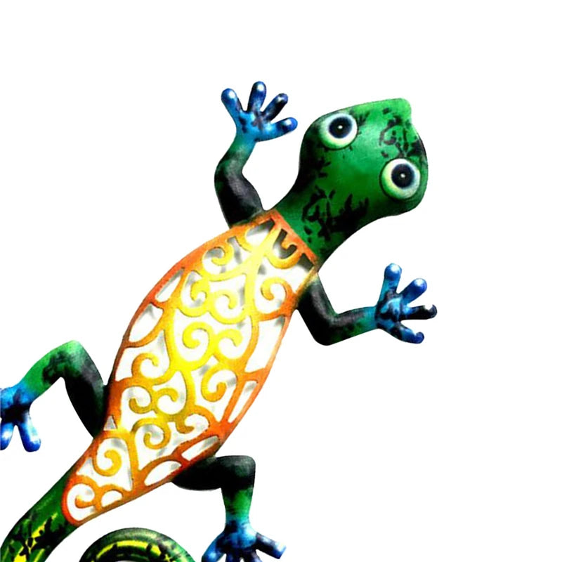 Hanging Metal Gecko Wall Decor Gecko Art Craft Sculptures Lizard For Outdoor Backyard Porch Lawn Garden Home Wall Decoration