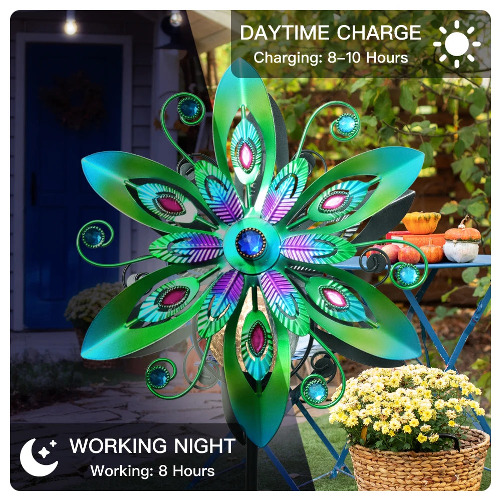 Wind Spinner Solar Garden Decor