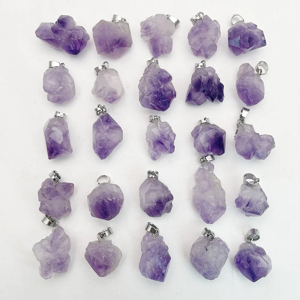 fashion hot Good quality Natural amethysts stone Irregular Necklace pendants for jewelry making new 50pc wholesale new diy gift