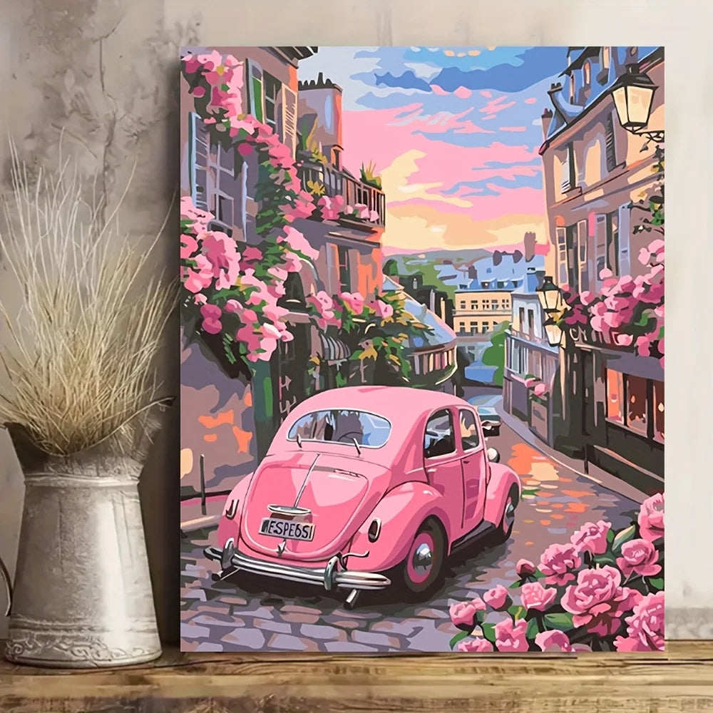 "1pc Paint by Numbers - Pink Atmosphere Art - 15.75x19.69in - Elegant Home Decor for Every Space - HAMLET"