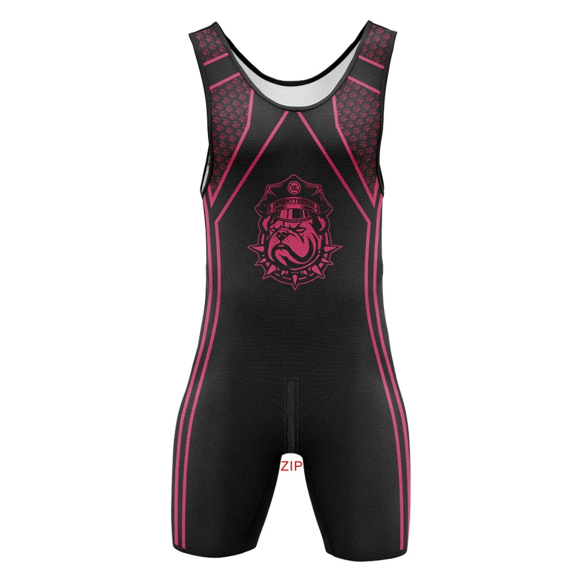 Men's Singlet Zipper Front Back Dog Man Play Bodysuits