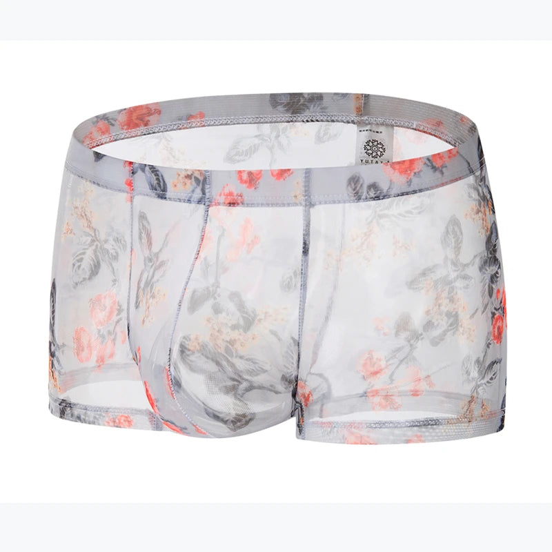 Sexy Boxer Shorts Underpants Men Translucent Boxers Underwear U Pouch Breathable Men's Panties Low Waist Mesh Hombre Boxershorts